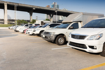 Car parking.Lot of cars parked in outdoor parking.