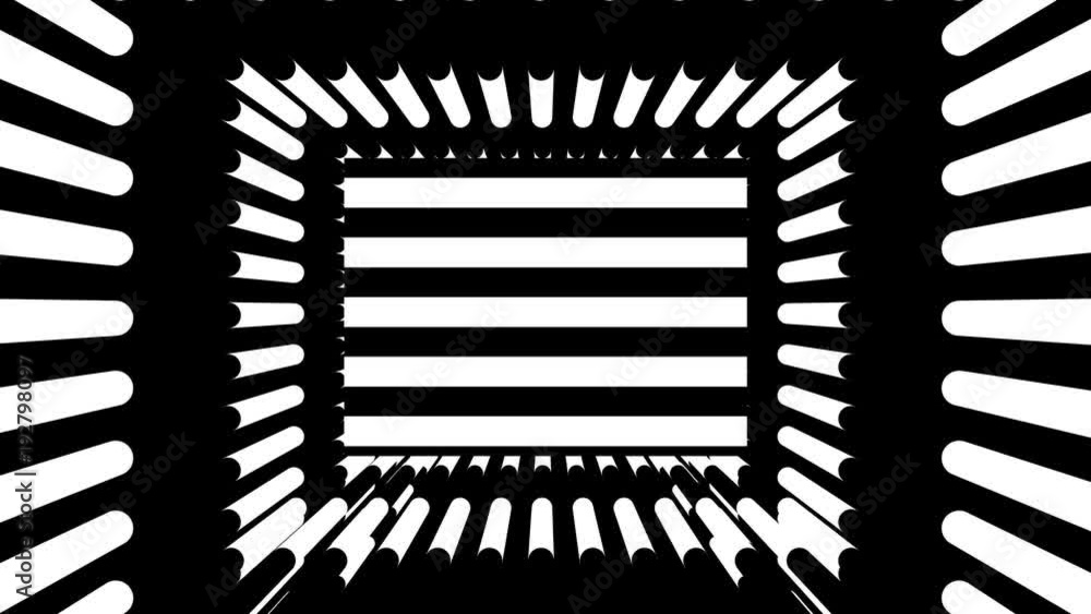 Poster abstract background with black and white stripes. seamless loop