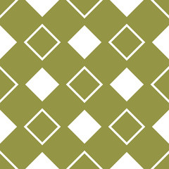Olive green and white geometric ornament. Seamless pattern