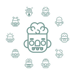 Zombie man vector icon set. Halloween Symbols.