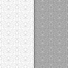 Gray and white geometric seamless patterns