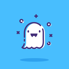 Halloween ghost Outline Vector icon. Halloween Symbols.