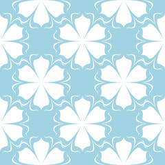 White floral seamless design on blue background