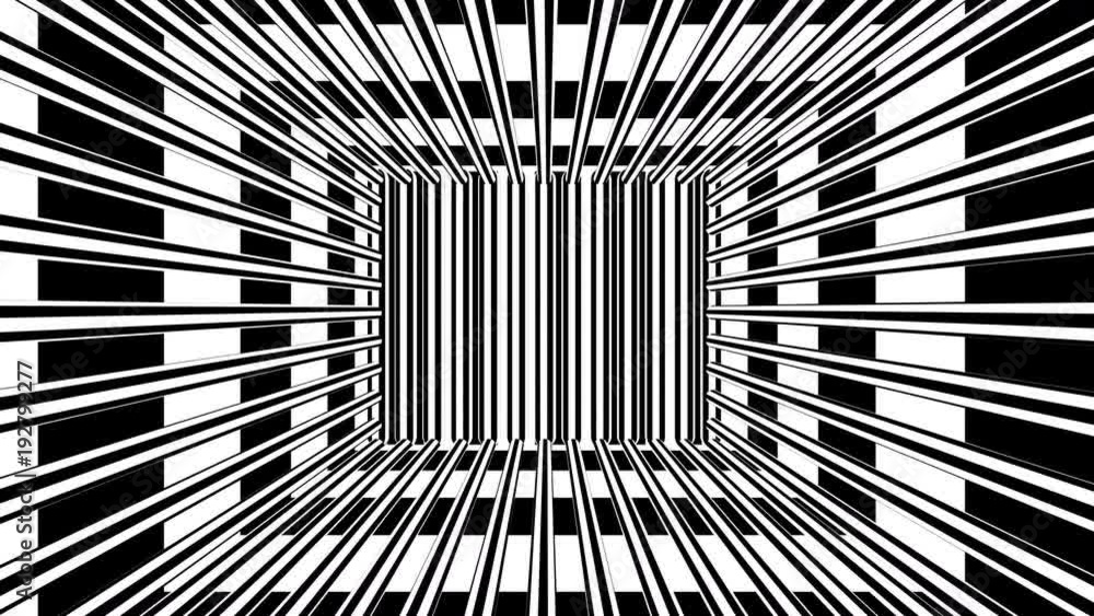 Poster abstract background with black and white stripes. seamless loop