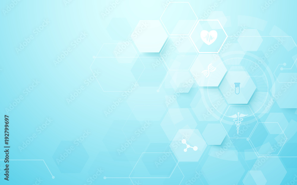 Poster abstract geometric hexagons shape medicine and science concept background