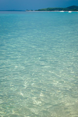 Toroni, Sithonia, Chalkidiki peninsula, Greece, image of perfect clean turquoise  sea on sunny day, water texture, background