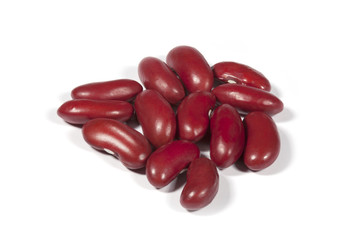 A handful of red beans on a white background
