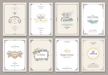 Deurstickers Vintage creative cards template with beautiful flourishes ornament elements. Elegant design for corporate identity, invitation, book covers. Design of background products. © lubashka