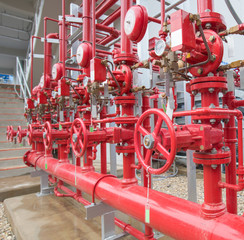 Water sprinkler and fire alarm system, water sprinkler control system and pipelines of industrial. - obrazy, fototapety, plakaty