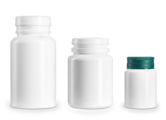 set of medical bottles