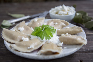 Russian dumplings with cottage cheese
