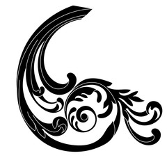 Vintage baroque ornament, corner. Retro pattern antique style acanthus. Decorative design element filigree calligraphy vector. - stock vector