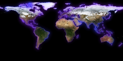 3D rendering of planet Earth. You can see continents, cities. Elements of this image furnished by NASA