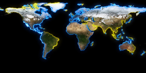 3D rendering of planet Earth. You can see continents, cities. Elements of this image furnished by NASA