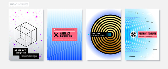 Set of four abstract backgrounds/posters in modern minimalism style