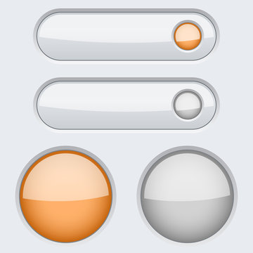 White buttons with orange active element