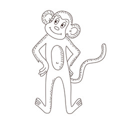 Monkey doodle line vector character 