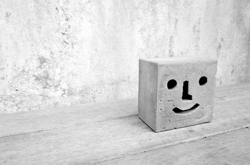 Square Brick in Happy Face in Black and White Tone 