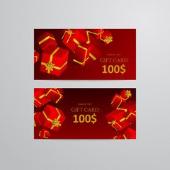 Gift 3D background. Festive box gift card