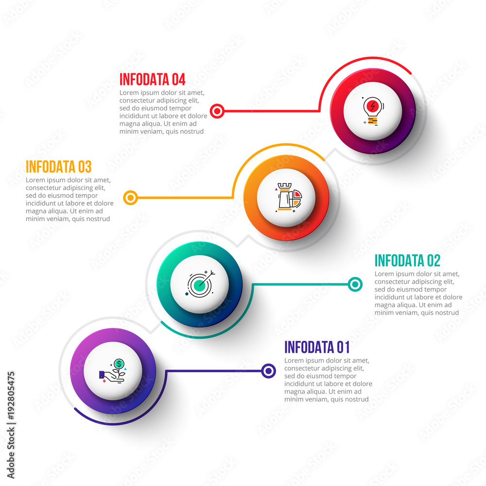 Poster Business data visualization. Process chart. Abstract elements of graph, diagram with 4 steps, options, parts or processes. Vector business template for presentation. Creative concept for infographic.