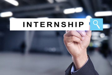 Internship text on virtual screen. Business, education and internet concept.?
