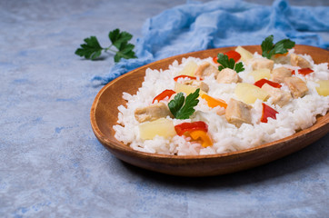 White rice with chicken