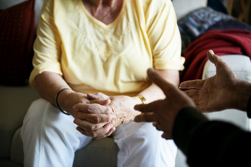 Senior people talking