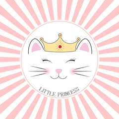 Cute fantasy kitty little princess . Sweet kids graphics for t-shirts.