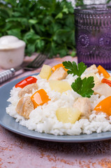 White rice with chicken