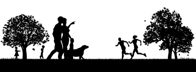 People Enjoying the Outdoors Park Silhouettes
