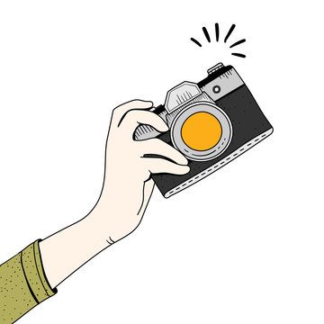 Illustration of hand holding camera