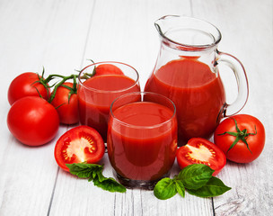 Glasses with tomato juice