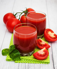 Glasses with tomato juice