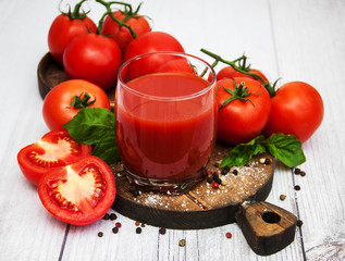 Glass with tomato juice