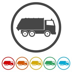 Recycle truck icon, Garbage Truck, 6 Colors Included