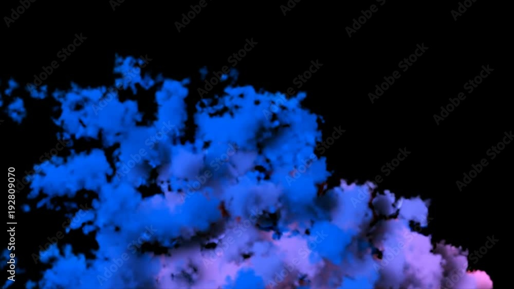 Poster abstract backdrop with colorful smoke isolated on black background. 3d rendering