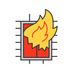 House on fire color icon