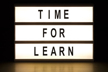 Time for learn light box sign board