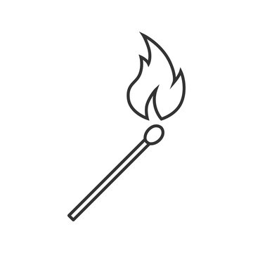 Burning matchstick linear icon