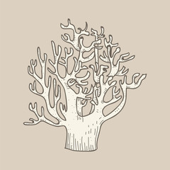 Illustration drawing style of tree