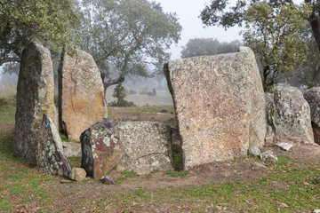 The Dolmen of Hijadilla is of type of circular chamber with long corridor. Located near Caceres. Extremadura. Spain.