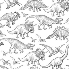 Graphic dinosaurs pattern © Ekaterina Glazkova