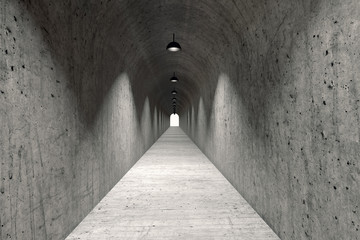Long Narrow Concrete Corridor