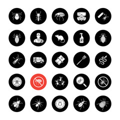 Pest control glyph icons set