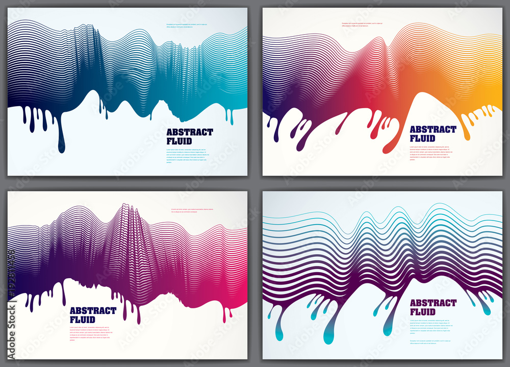 Aufkleber wave lines fluid vector abstract backgrounds set. 3d dynamic stripes motion art. lined texture, dyna
