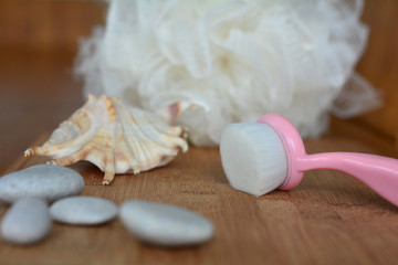 face cleaning brush and sponge for spa procedures