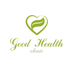 Heart shape vector symbol can be used as wellness center abstract modern logotype in medical treatment organizations. Healthy lifestyle is strong heart.