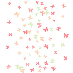 Spring Background with Colorful Butterflies. Simple Feminine Pattern for Card, Invitation, Print. Trendy Decoration with Beautiful Butterfly Silhouettes. Vector Background with Moth
