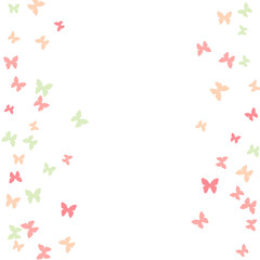 Spring Background with Colorful Butterflies. Simple Feminine Pattern for Card, Invitation, Print. Trendy Decoration with Beautiful Butterfly Silhouettes. Vector Background with Moth
