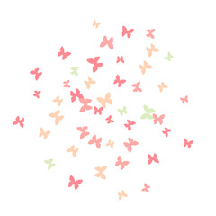 Spring Background with Colorful Butterflies. Simple Feminine Pattern for Card, Invitation, Print. Trendy Decoration with Beautiful Butterfly Silhouettes. Vector Background with Moth
